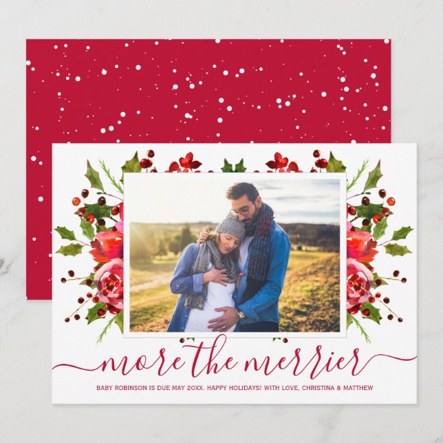 Tarjetas de Invitación de embarazo para Navidades  (Anverso / Reverso)