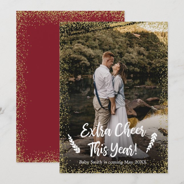 Tarjetas de Invitación de embarazo para Navidades  (Anverso / Reverso)