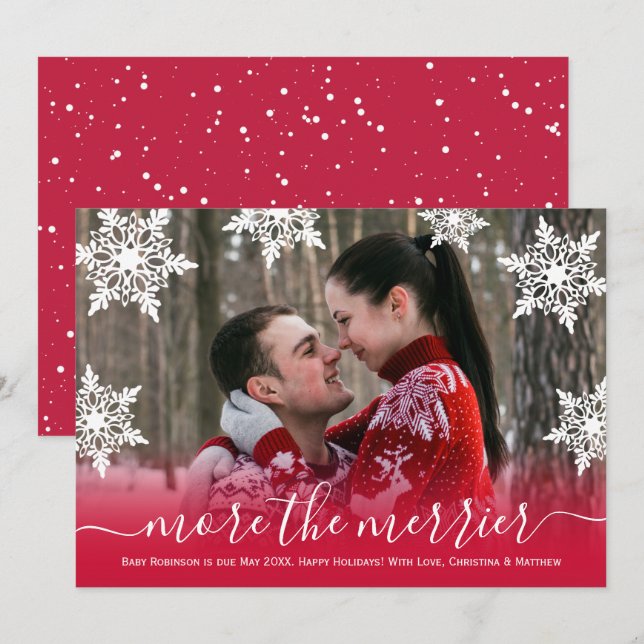 Tarjetas de Invitación de embarazo para Navidades  (Anverso / Reverso)