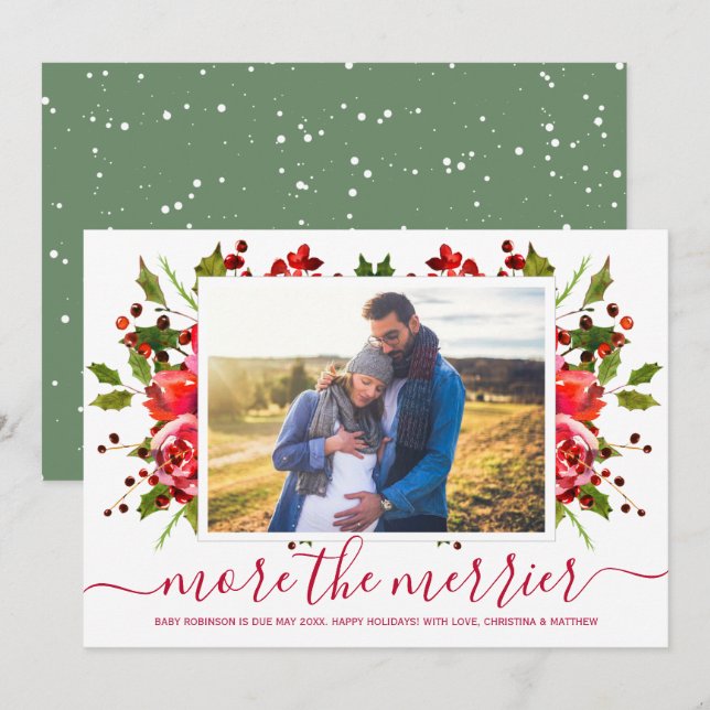 Tarjetas de Invitación de embarazo para Navidades  (Anverso / Reverso)