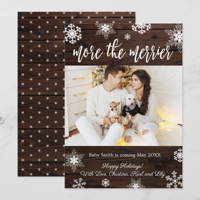 Tarjetas de Invitación de embarazo para Navidades  (Anverso / Reverso)