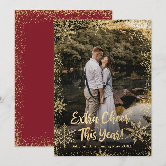 Tarjetas de Invitación de embarazo para Navidades  (Anverso / Reverso)