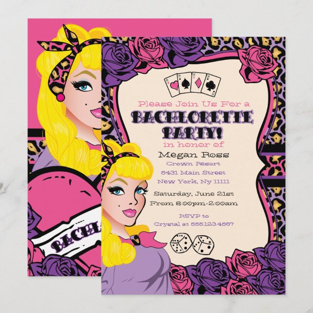 Tarjetas de Invitación de Fiesta con Estampado de  (Anverso / Reverso)