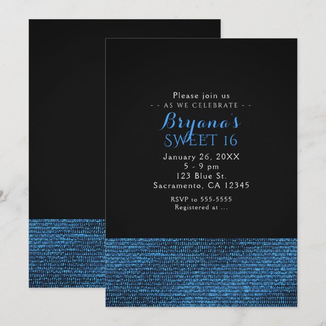 Tarjetas de Invitación de Fiesta con Lentejuelas M (Anverso / Reverso)