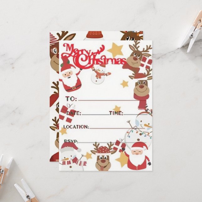 Tarjetas de invitación de fiesta de Navidades (Anverso/Reverso In Situ)