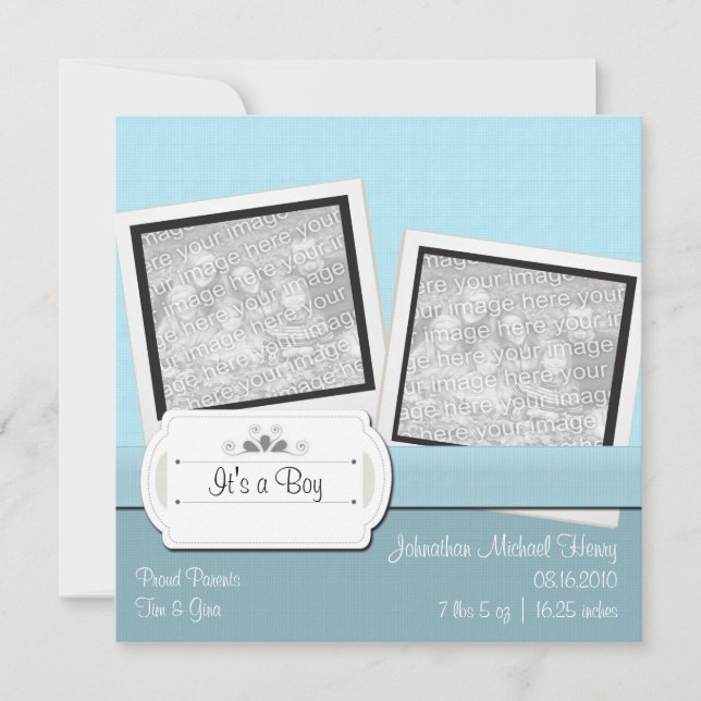 Tarjetas de Invitación de foto simple para bebés a (Anverso)