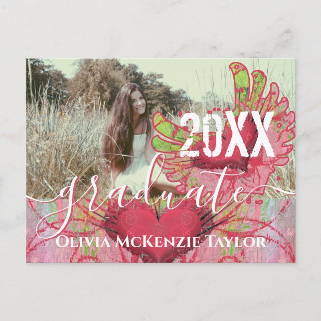 Tarjetas de Invitación de Graduación de Corazones  (Anverso)