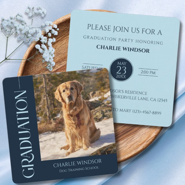 Tarjetas de Invitación de Graduación de Perros Azu (Dog Graduation announcement and invitation cards)