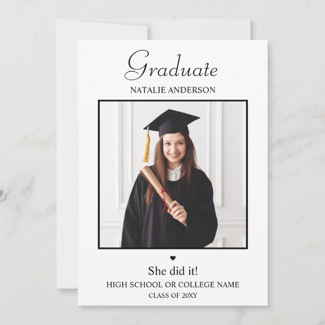 Tarjetas de Invitación de graduación fotográfica B (Anverso)