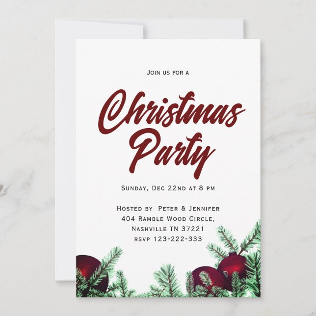 Tarjetas de invitación de la fiesta de los navidad (Anverso)