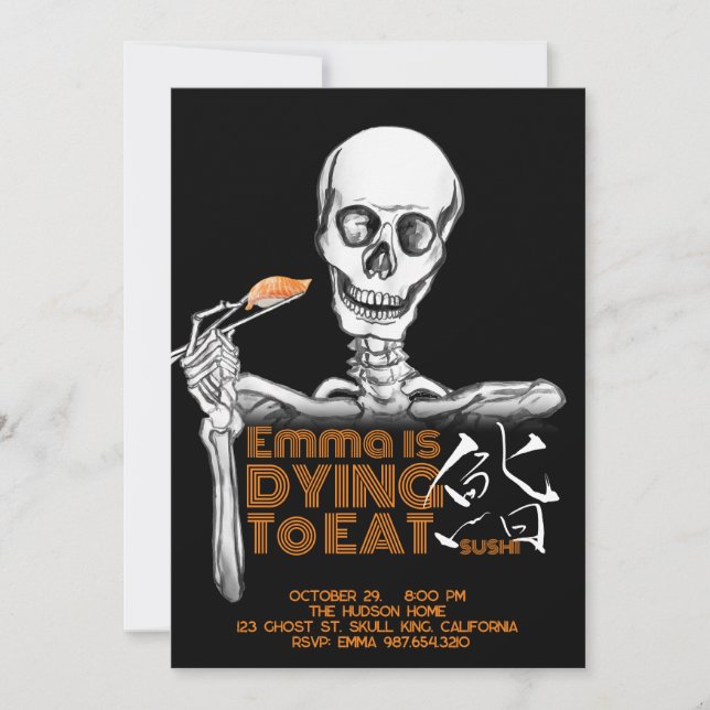 Tarjetas de invitación de la fiesta SUSHI Hallowee (Anverso)