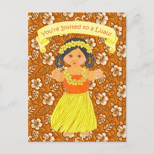 Tarjetas de invitación de Luau ~ Fiesta de Hawaii  (Anverso)