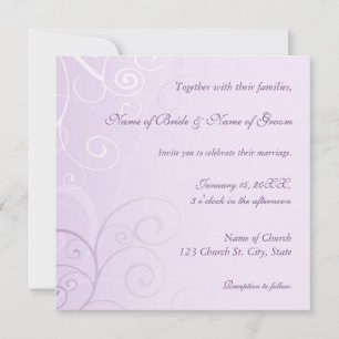 Tarjetas de invitación de matrimonio Púrpura Swirl