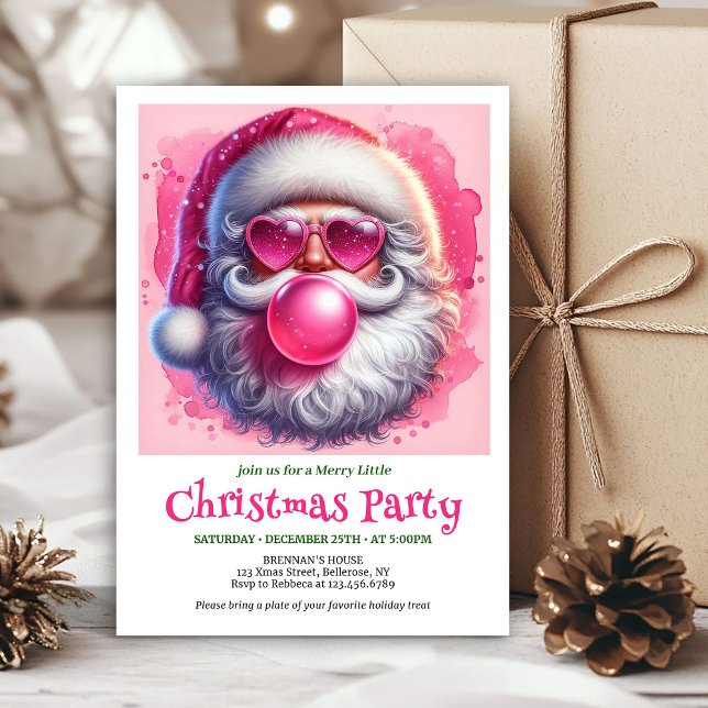 Tarjetas de Invitación de Navidad de Papá Noel Div (Cute Funny Santa Heart Glasses Christmas Invitation

)