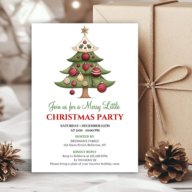 Tarjetas de invitación de Navidad elegantes de dis (Elegant designer Christmas tree Christmas gathering)
