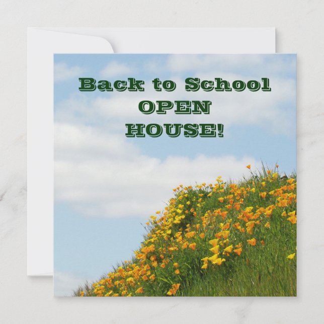 Tarjetas de invitación de OPEN HOUSE de regreso a  (Anverso)
