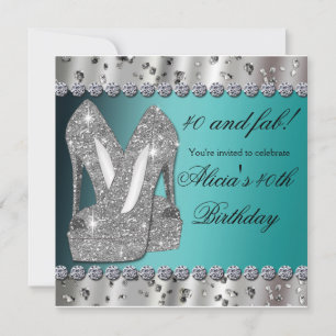 Tarjetas de Invitación de Tacones Altos con Brillo