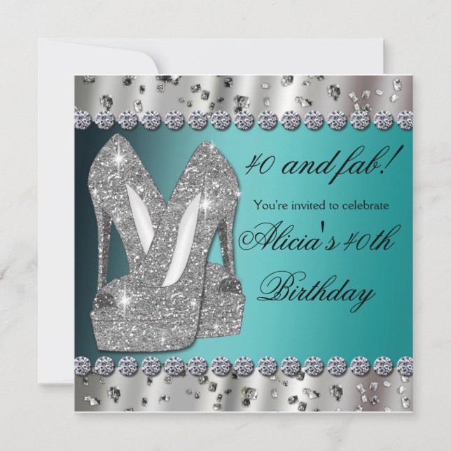 Tarjetas de Invitación de Tacones Altos con Brillo (Anverso)