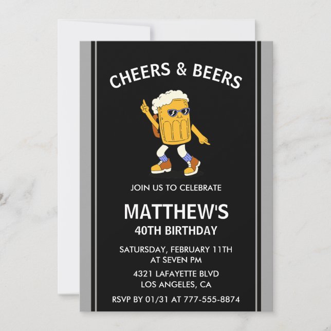 Tarjetas de invitación divertidas para 40 cumpleañ (Anverso)
