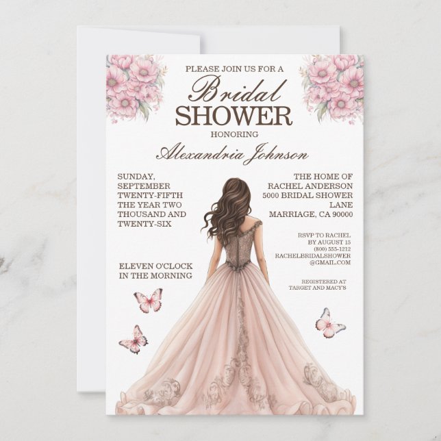 Tarjetas de Invitación Elegantes de Rosa para Desp (Anverso)