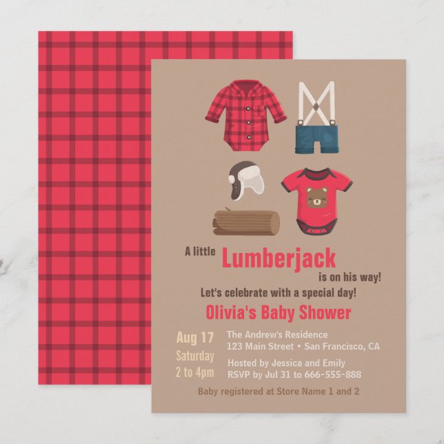 Tarjetas de Invitación Elegantes para Baby Shower  (Anverso / Reverso)