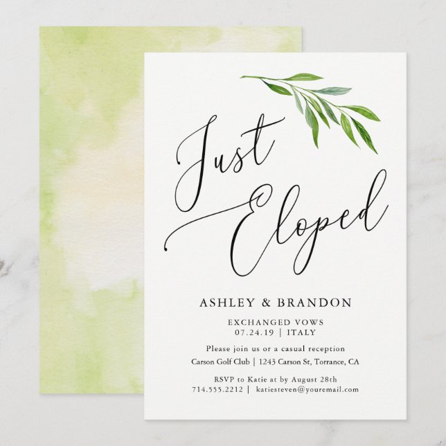 Tarjetas de Invitación Elopement | Acaba de ser el (Anverso / Reverso)