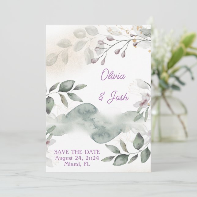 TARJETAS DE INVITACIÓN FLORAL PARA GUARDAR LA FECH (Anverso de pie)