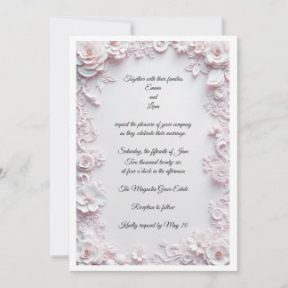 Tarjetas de Invitación Florales y de Encaje de Mar