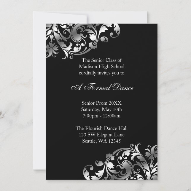 Tarjetas de Invitación Formales de Baile de Gala c (Anverso)