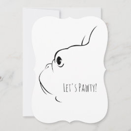 Tarjetas de Invitación Let's Pawty French Bulldog