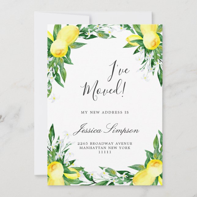 Tarjetas de Invitación móviles Lemons Green Blosso (Anverso)