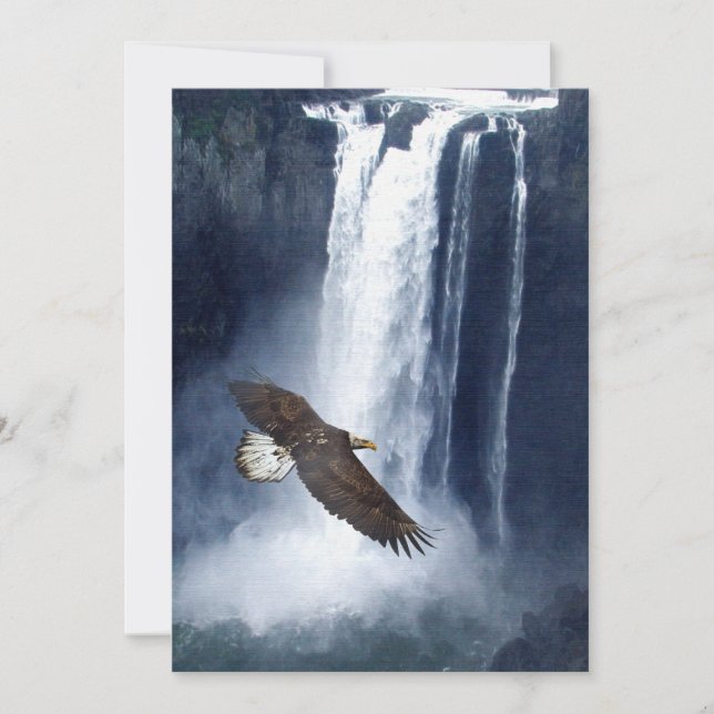 Tarjetas de invitación para águila calva y cascada (Anverso)