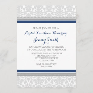 Tarjetas de invitación para almuerzo de novia Blue