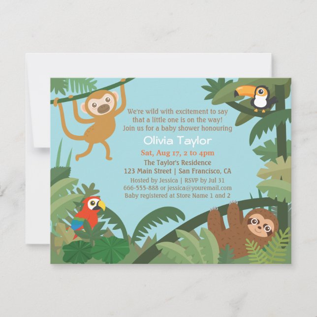 Tarjetas de Invitación para Baby Shower con Tema d (Anverso)
