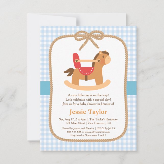 Tarjetas de Invitación para Baby Shower de Caballo (Anverso)