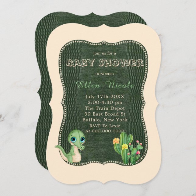 Tarjetas de Invitación para Baby Shower de Cactus  (Anverso / Reverso)