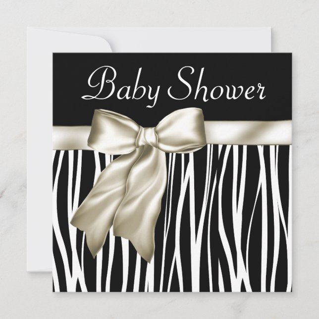 Tarjetas de invitación para baby shower de cebra n (Anverso)