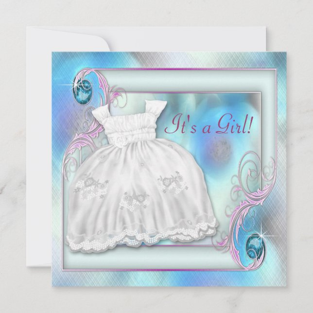 Tarjetas de Invitación para Baby Shower de Niña Az (Anverso)