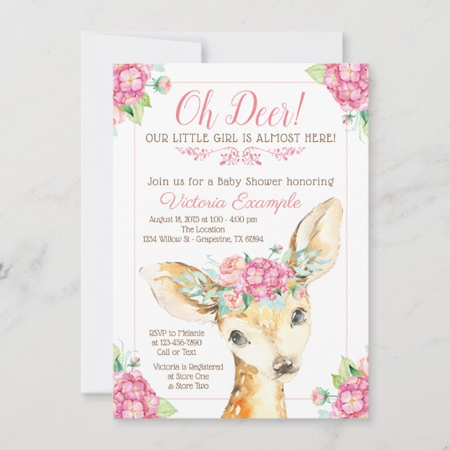 Tarjetas de Invitación para Baby Shower de Niña Ci (Anverso)