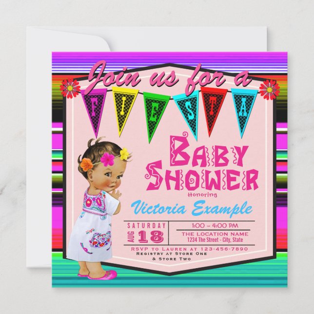 Tarjetas de invitación para baby shower de niña co (Anverso)