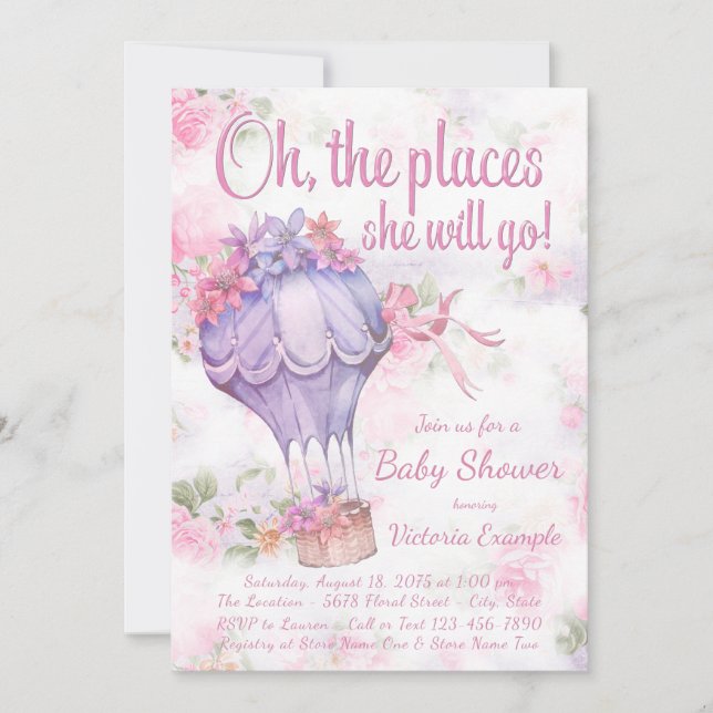 Tarjetas de Invitación para Baby Shower de Niña co (Anverso)