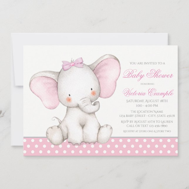 Tarjetas de Invitación para Baby Shower de Niña El (Anverso)