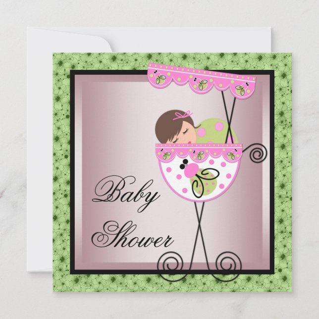Tarjetas de Invitación para Baby Shower de Niña Ro (Anverso)