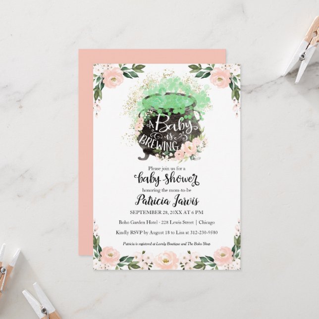 Tarjetas de Invitación para Baby Shower de Niña 'U (Anverso/Reverso In Situ)