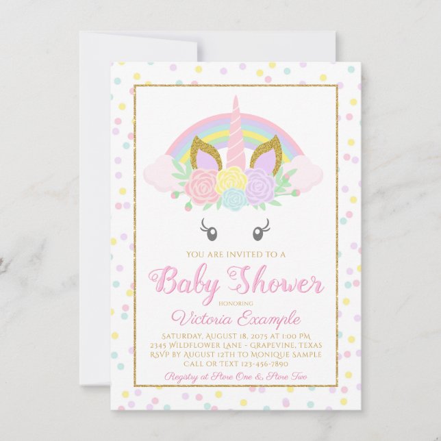 Tarjetas de Invitación para Baby Shower de Niña Un (Anverso)