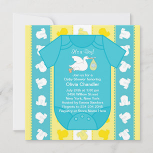 Tarjetas de Invitación para Baby Shower de Niño Az