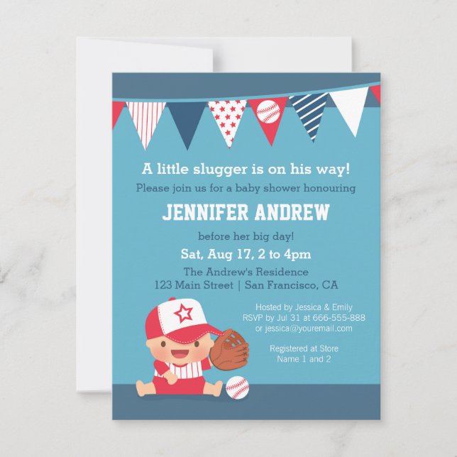 Tarjetas de Invitación para Baby Shower de Niño De (Anverso)