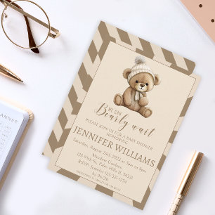 Tarjetas de invitación para baby shower de oso de