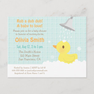 Tarjetas de Invitación para Baby Shower de Pato de