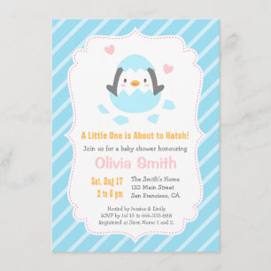 Tarjetas de Invitación para Baby Shower de Pingüin